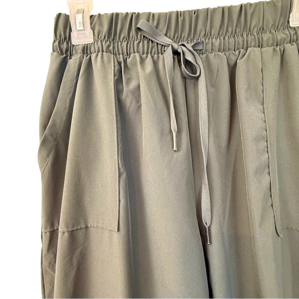 Apana Green Activewear Pants Patch Pockets Elastic Waist Sporty Wrinkle Free - Picture 15 of 16